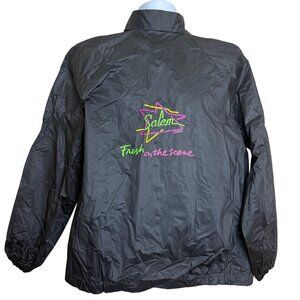 Vtg Salem Fresh On The Scene Cigarettes Windbreaker 90s Retro Black Neon‎ PVC OS